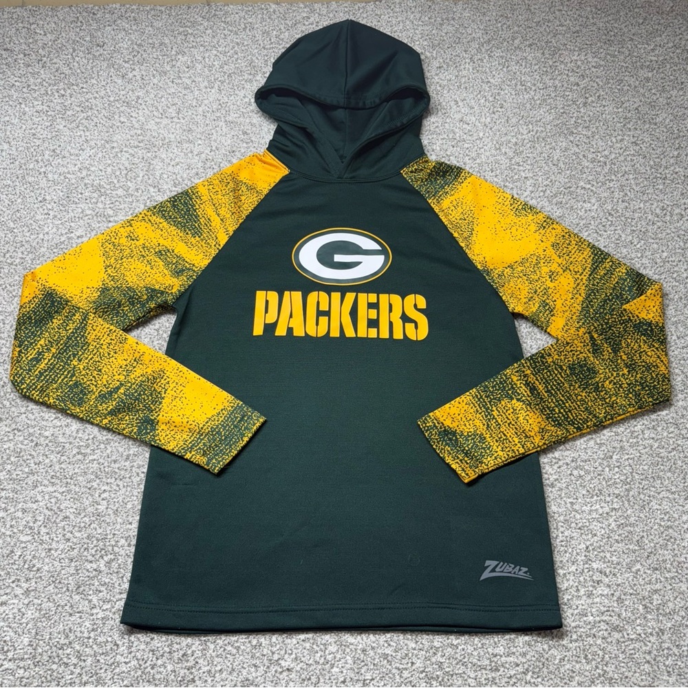 Men’s Zubaz NFL Green Bay Packers‎ French Terry Green Gold Hoodie Size Small S